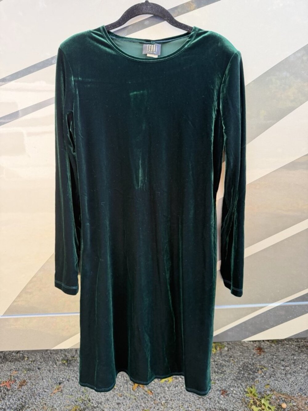 Vintage 90s TEDDI forest green velvet swing whimsigoth fairy dress grunge 10